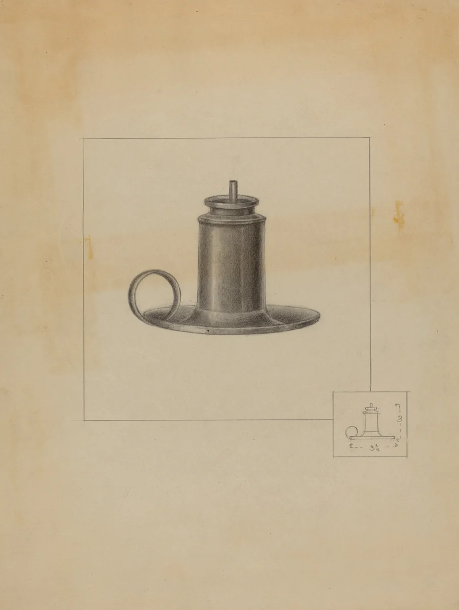 Pewter Lamp by American 20th Century, index of american design, 1936