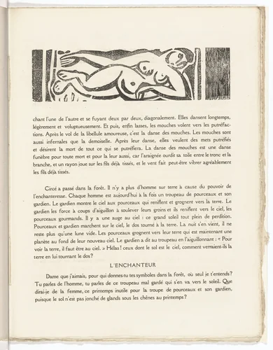 In-text plate (folio 34) from L'Enchanteur pourrissant by André Derain, illustrated book, 1909