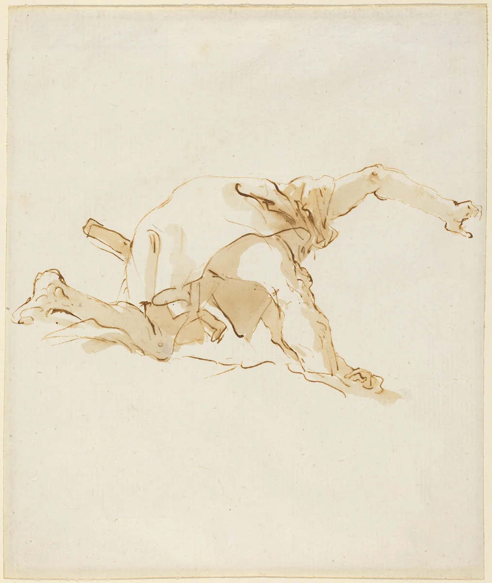 Figure on a Cloud by Giovanni Battista Tiepolo, drawing, 1750-1760