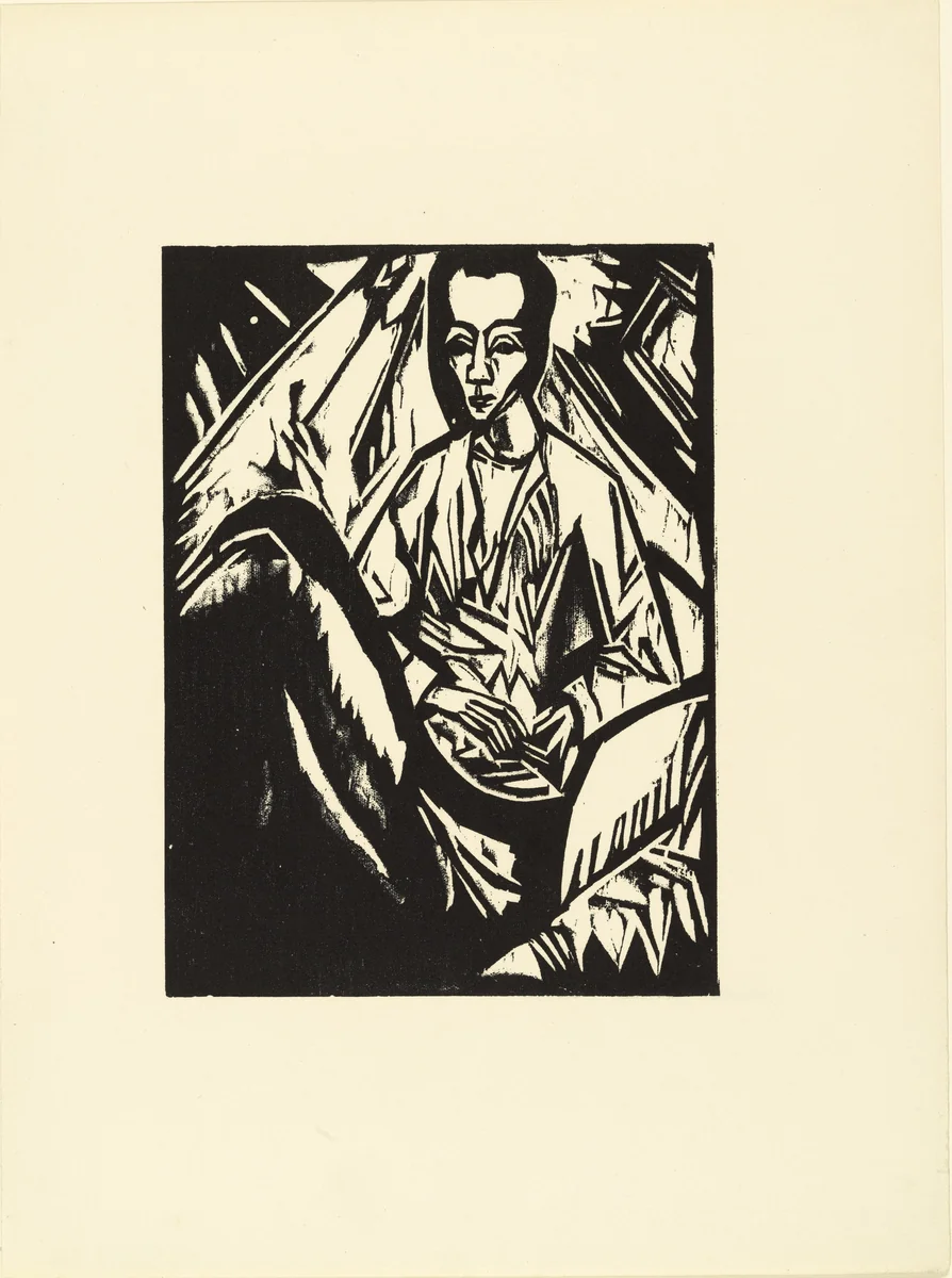 Sick Girl (Krankes Mädchen) (plate 19) from the illustrated book Deutsche Graphiker der Gegenwart (German Printmakers of Our Time) by Erich Heckel, illustrated book, 1913