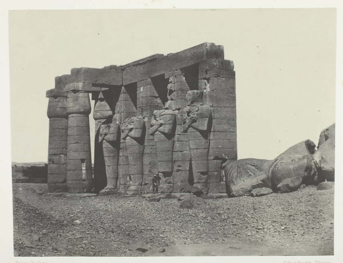 Gournah, Pérystyle du Tombeau d'Osymandias (Ramesseum Occidental); Thèbes, plate 59 from the album "Egypte, Nubie, Palestine et Syrie" (1852) by Maxime Du Camp, photograph, 1849-1851