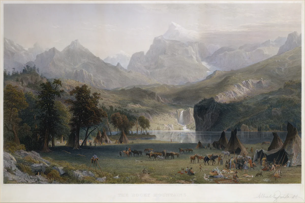 The Rocky Mountains, Lander's Peak by James Smillie, print, 1866