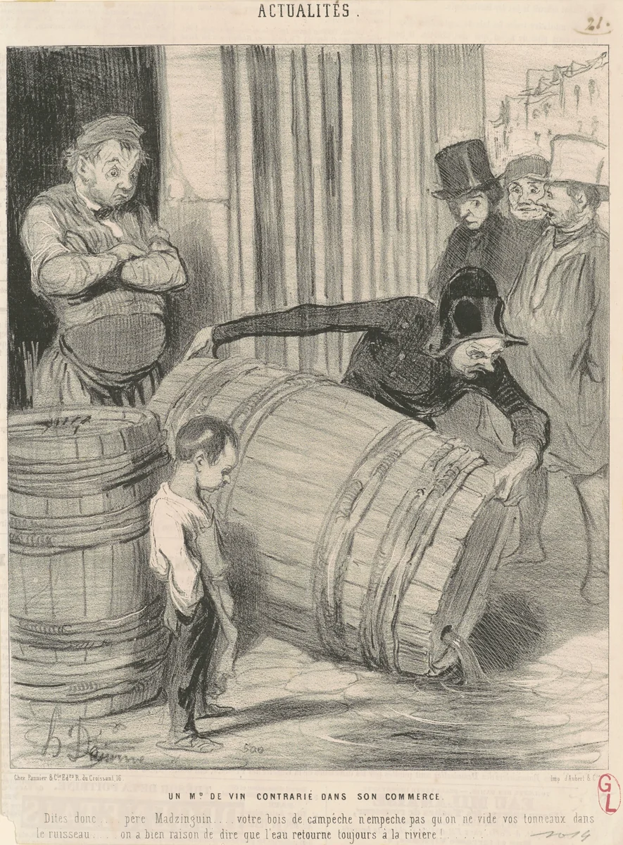 Un marchand de vin contrarié dans son commerce by Honoré Daumier, print, 1843