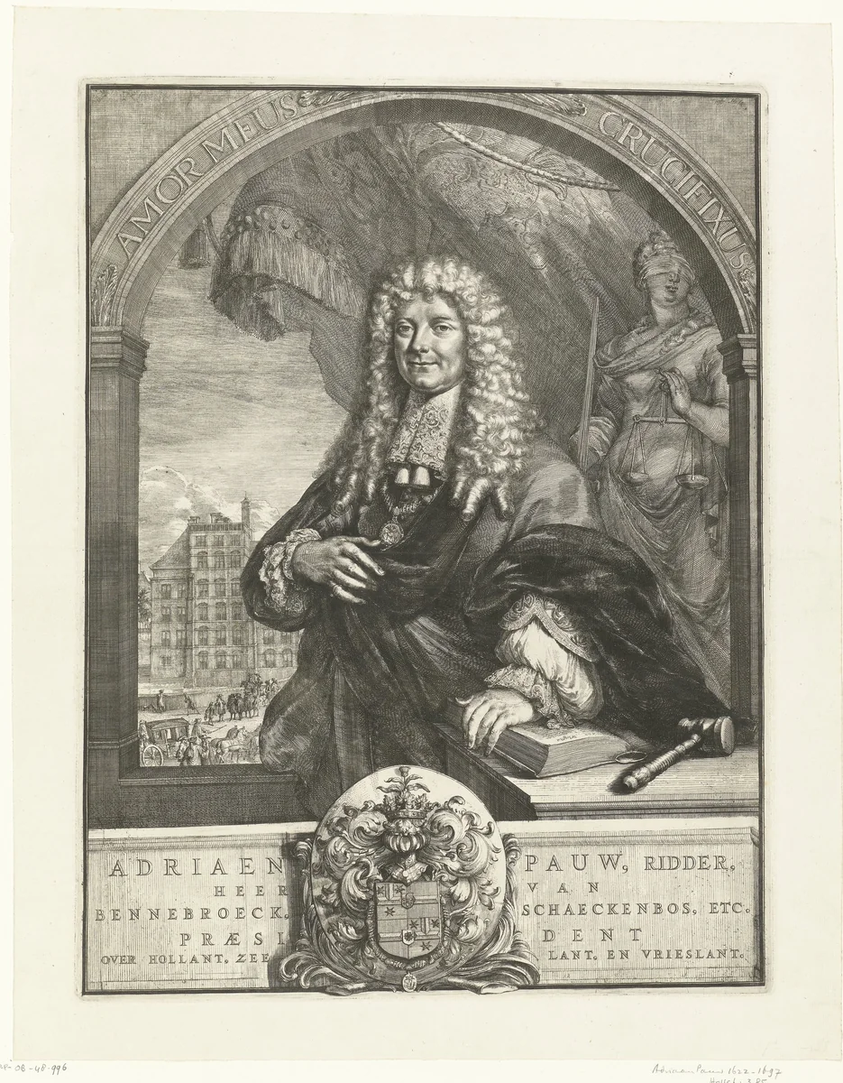 Portret van Adriaen Pauw by Romeyn de Hooghe, print, 1670-1697