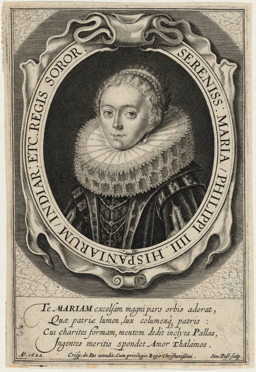Maria of Austria, Infanta of Spain by Simon van de Passe, print, 1622