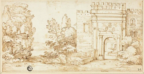 View of La Magliana by Giovanni Francesco Grimaldi, drawing, 1665-1675