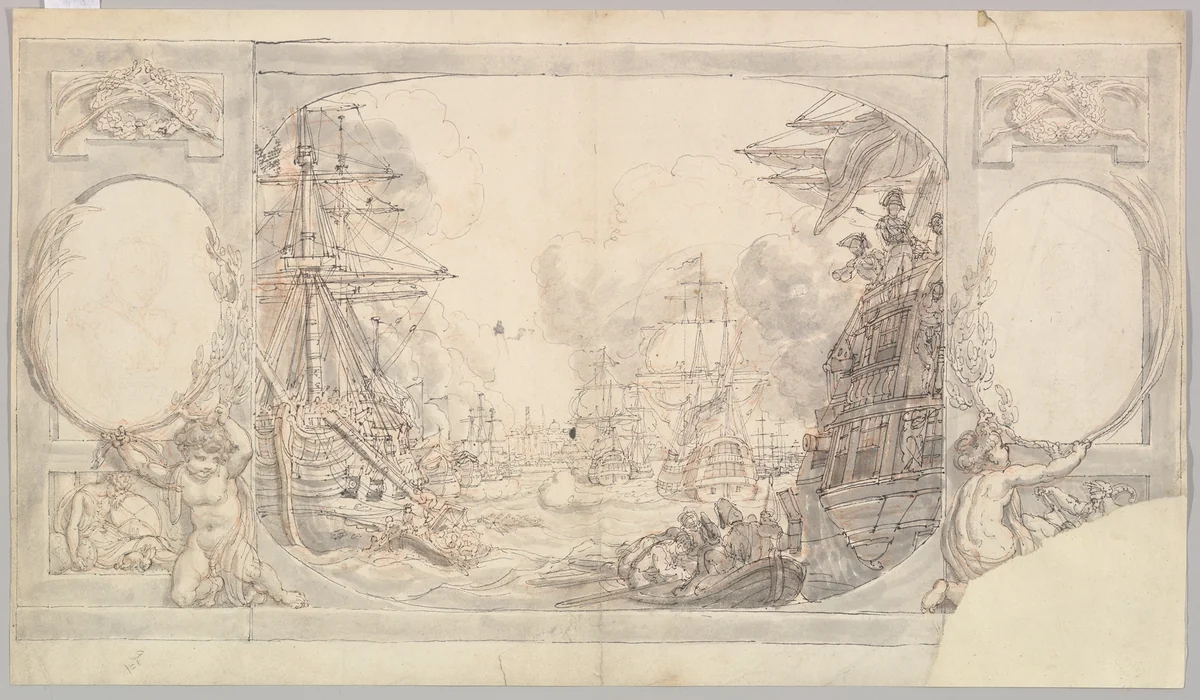 Study for the "Attack on Copenhagen" by Edward Francis Burney, drawing, 1801-1802