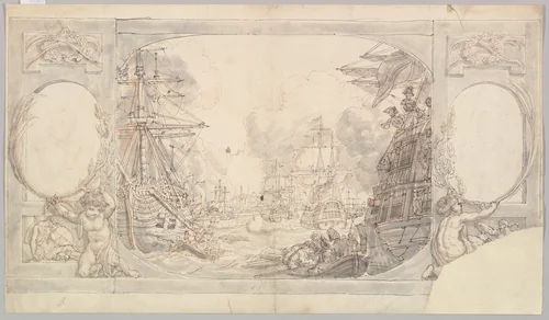 Study for the "Attack on Copenhagen" by Edward Francis Burney, drawing, 1801-1802