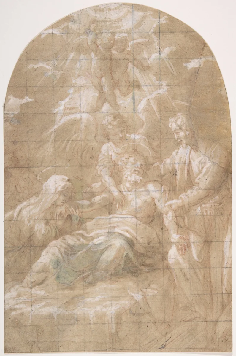 Death of Saint Joseph by anonymous, drawing, 1600-1700
