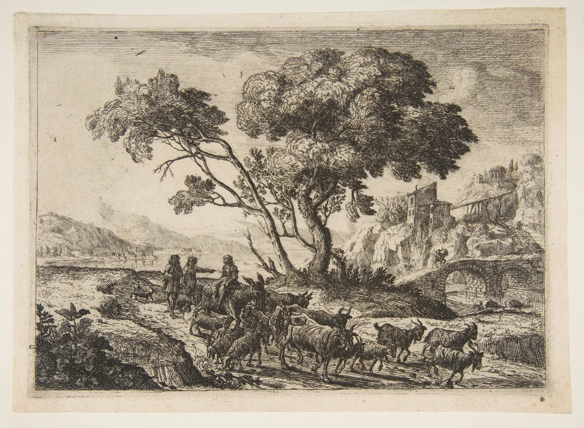 Departure for the Fields by Claude Lorrain, print, 1633-1646