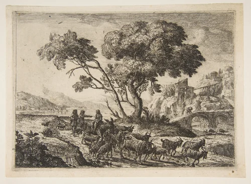 Departure for the Fields by Claude Lorrain, print, 1633-1646