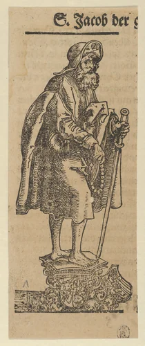 Silver Statuette of St. James the Greater, from the "Wittenberg Reliquaries" by Lucas Cranach, print, 1472-1553