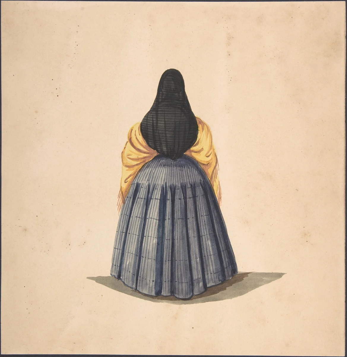 A Standing Woman, Seen from the Back by anonymous, drawing, 1840-1850