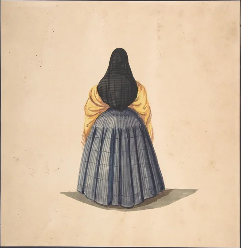 A Standing Woman, Seen from the Back by anonymous, drawing, 1840-1850