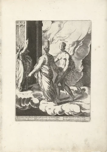 Voor de ware gemeente Gods staat de hemel open by Unknown, print, 1566-1578