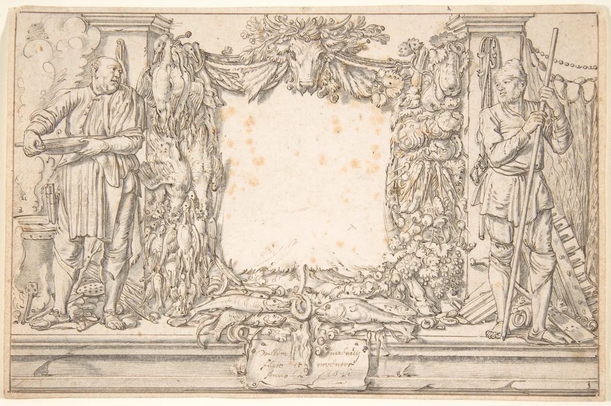 Study for a Frontispiece by Willem Pietersz Buytewech, drawing, 1621