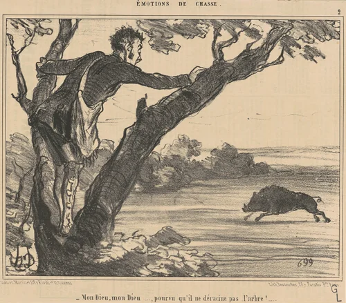 Mon dieu, mon dieu ... pourvu ... by Honoré Daumier, print, 1854