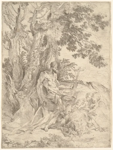 Saint Jerome by Pietro Testa, print, 1631-1637