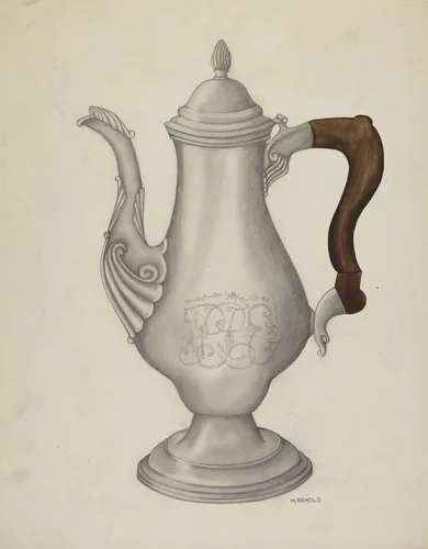 Silver Coffee Pot by Madeline Arnold, index of american design, 1935-1942