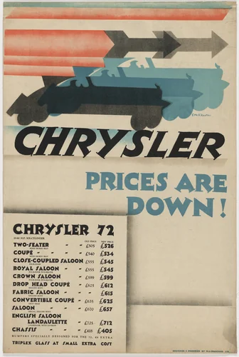 Chrysler Prices Are Down (Chrysler 72) by E. McKnight Kauffer, design, 1928