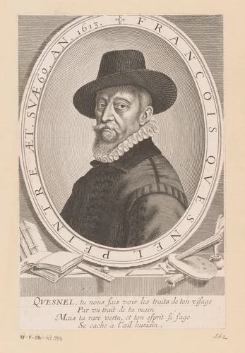 Portret van Francois (I) Quesnel by Michel Lasne, print, 1613-1667