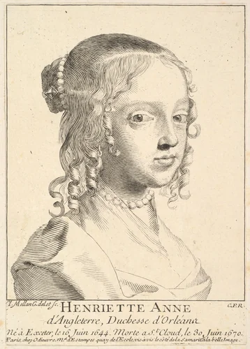 Henriette-Anne d'Angleterre, duchesse d'Orléans by Claude Mellan, print, 1644-1670