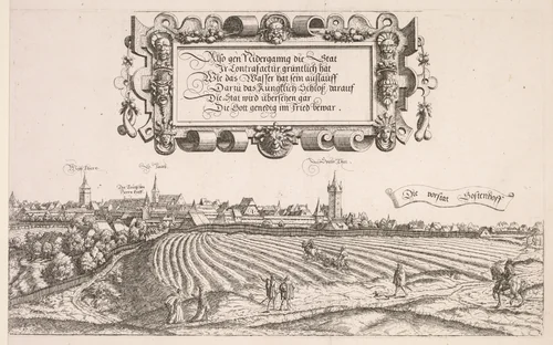 Panoramic View of Nuremberg: Right Portion by Hanns Lautensack, print, 1552