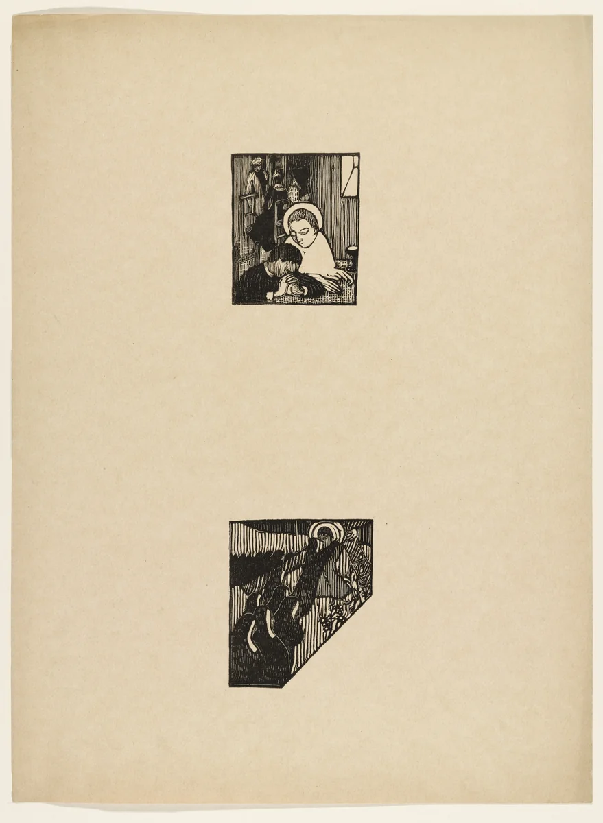 Sheet of woodcuts from L'Epreuve by Maurice Denis, print, 1895