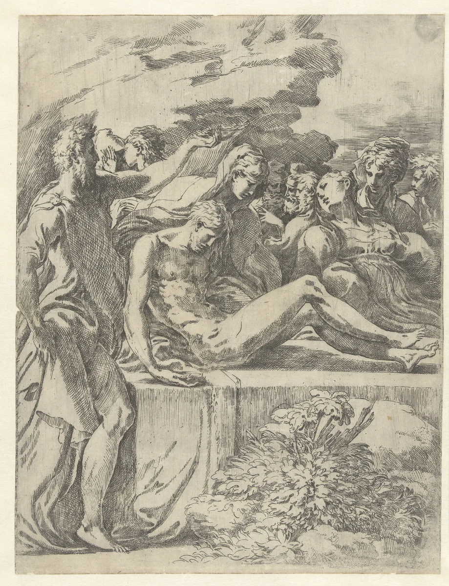 Graflegging van Christus by Parmigianino, print, 1503-1540