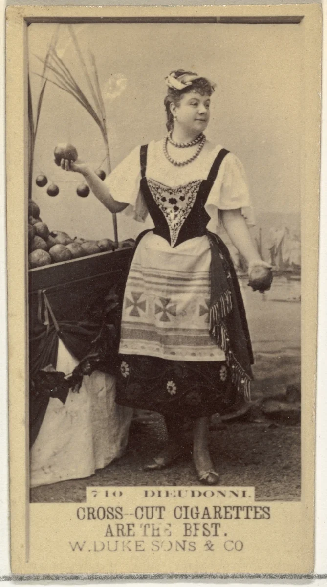 Card Number 710, Dieudonni, from the Actors and Actresses series (N145-3) issued by Duke Sons & Co. to promote Cross Cut Cigarettes by W. Duke, Sons & Co., photograph, 1880-1889