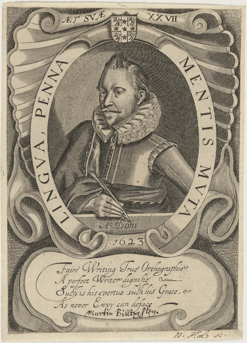 Martin Billingsley by William Hole, print, 1623