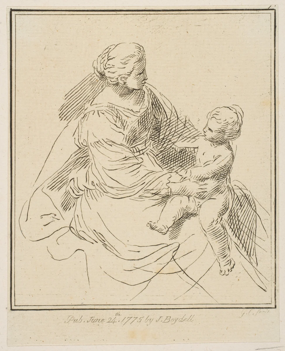 Virgin and Child by Simone Cantarini, print, 1775