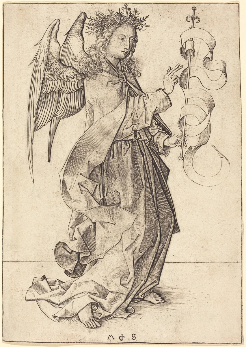 The Archangel Gabriel by Martin Schongauer, print, 1490-1491
