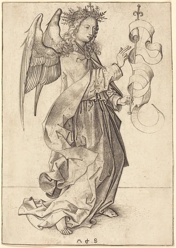 The Archangel Gabriel by Martin Schongauer, print, 1490-1491