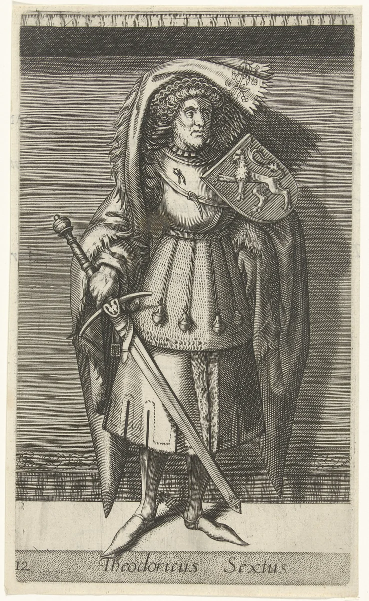 Portret van Dirk VI, graaf van Holland by Unknown, print, 1578