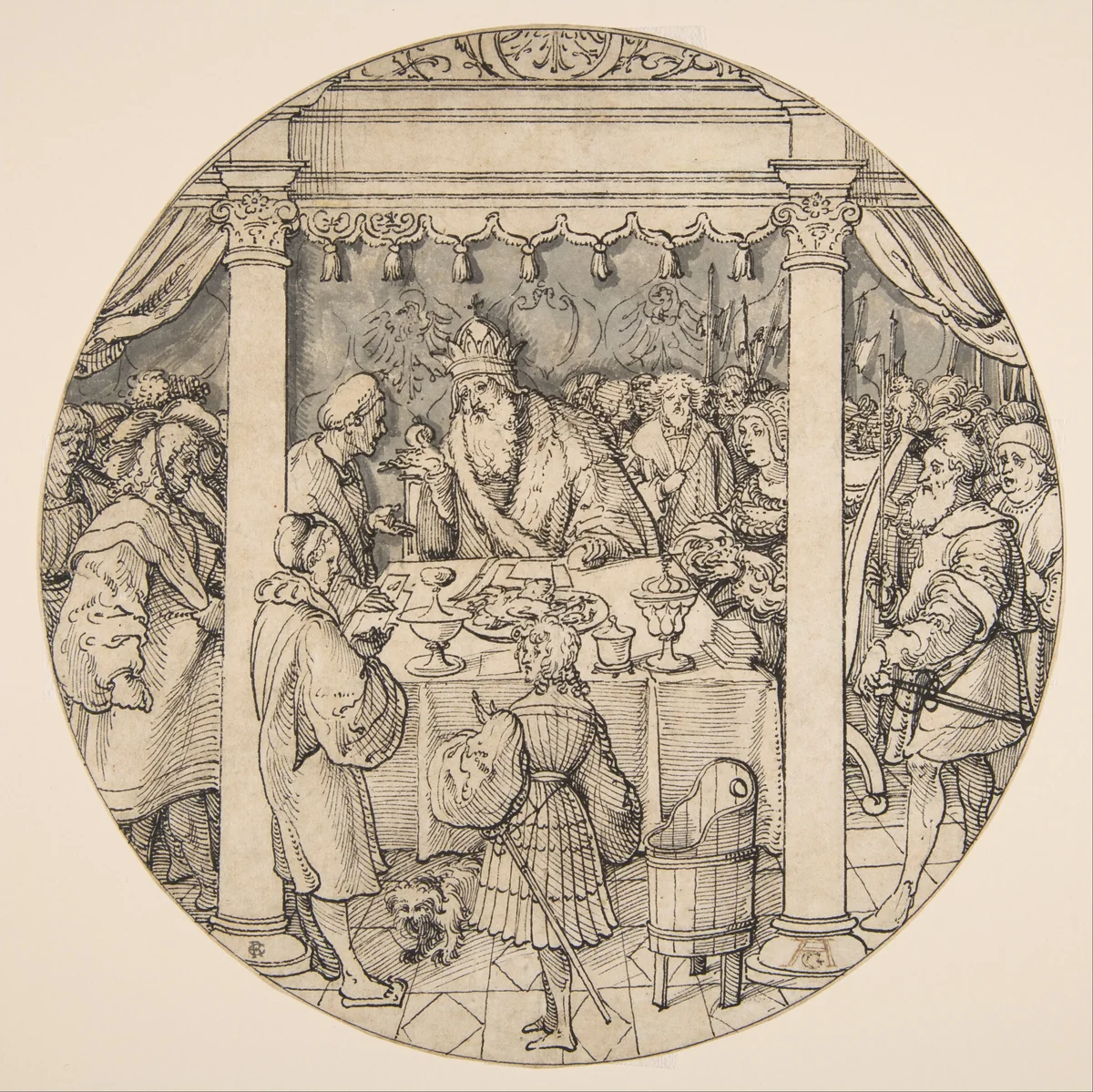 Episode from the "Gesta Romanorum": The Emperor and the Page by Jörg Breu, drawing, 1500-1537
