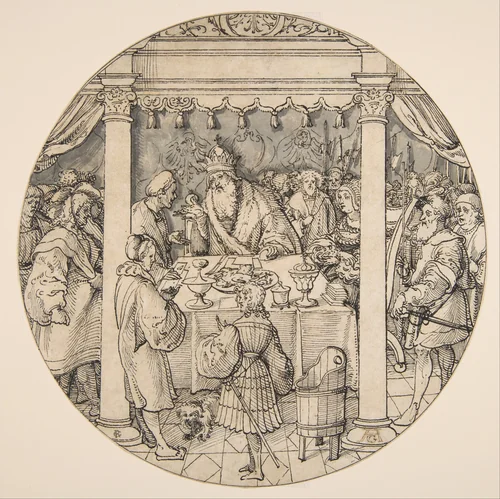 Episode from the "Gesta Romanorum": The Emperor and the Page by Jörg Breu, drawing, 1500-1537