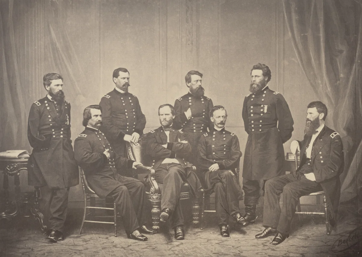 Sherman and his Generals from the album Photographic Views of Sherman's Campaign by George N. Barnard, photograph, 1864