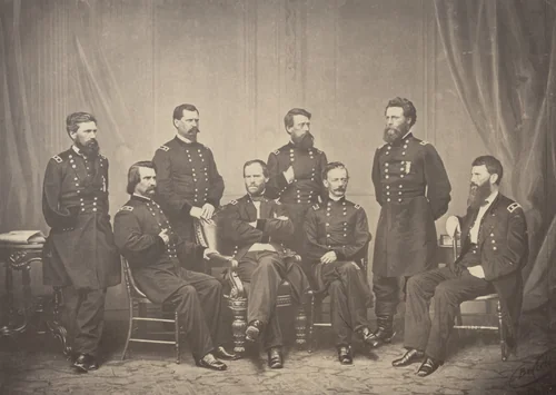 Sherman and his Generals from the album Photographic Views of Sherman's Campaign by George N. Barnard, photograph, 1864