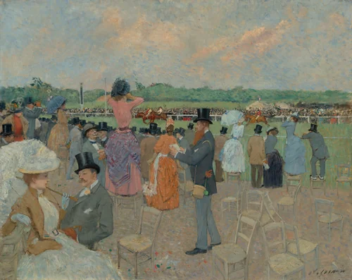 The Races at Longchamp by Jean-Louis Forain, painting, 1891