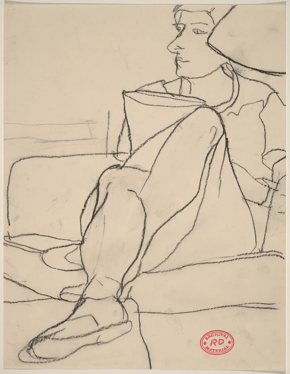 Untitled [woman seated on sofa with legs crossed] by Richard Diebenkorn, drawing, 1955-1967