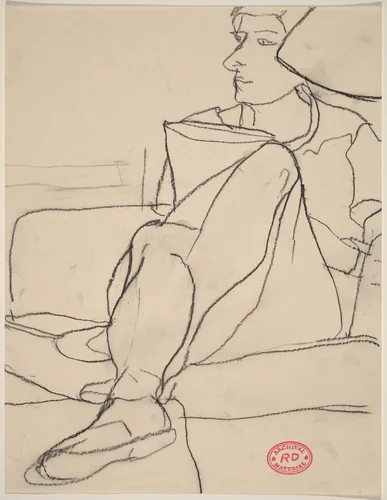 Untitled [woman seated on sofa with legs crossed] by Richard Diebenkorn, drawing, 1955-1967