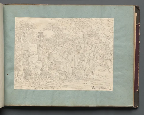 Album with Views of Rome and Surroundings, Landscape Studies, page 36a: Roman View by Franz Nadorp, book, 1830-1870