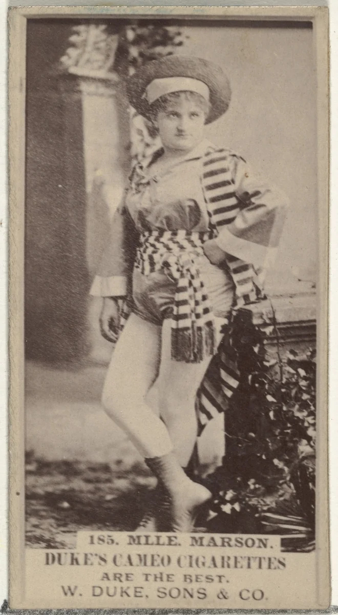 Card Number 185, Mlle. Marson, from the Actors and Actresses series (N145-5) issued by Duke Sons & Co. to promote Cameo Cigarettes by W. Duke, Sons & Co., photograph, 1880-1889