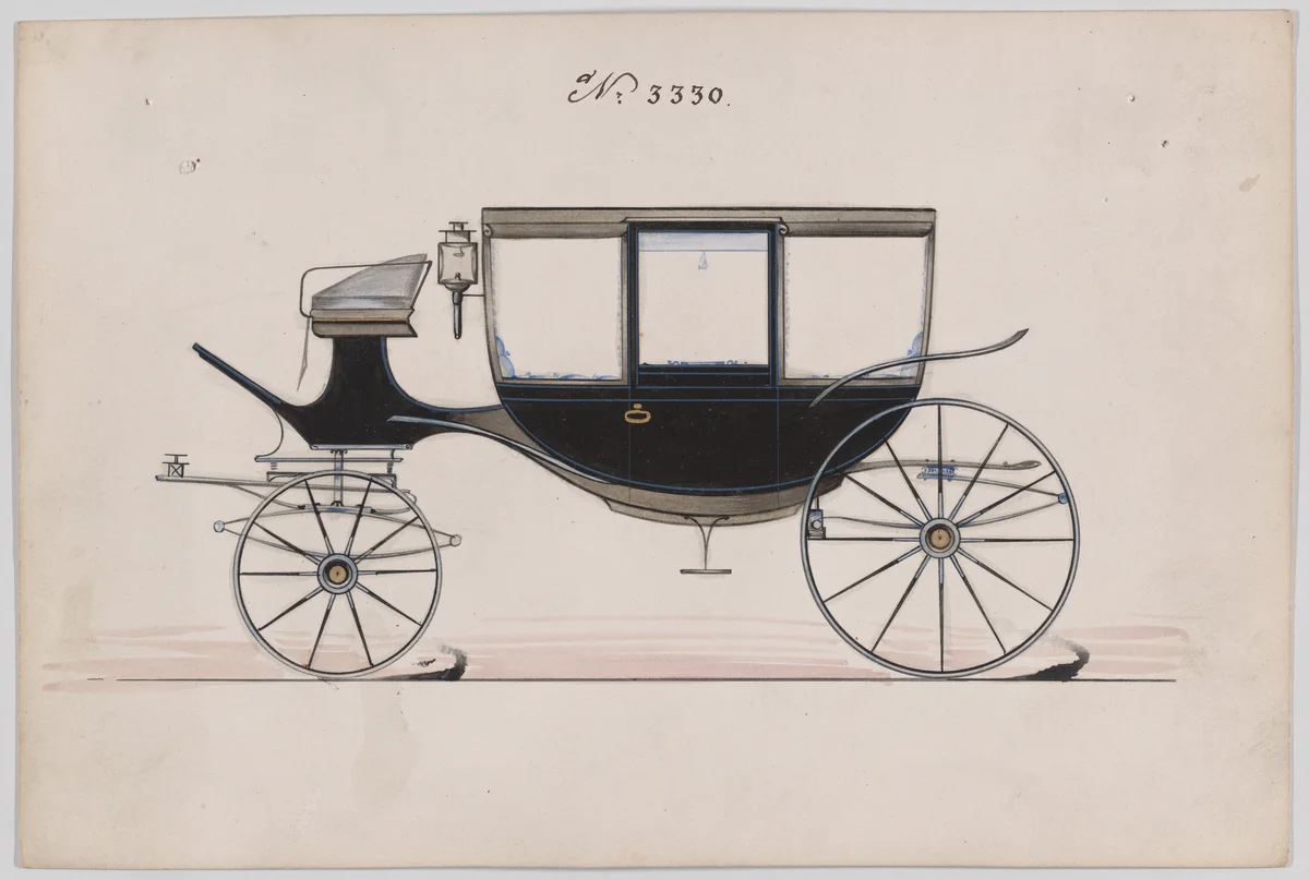 Curtain Coach #3330 by Brewster & Co., drawing, 1877