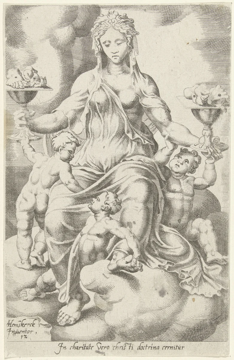 Ware liefdadigheid volgt de leer van Christus by Dirck Volckertsz. Coornhert, print, 1550