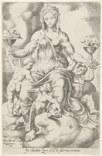Ware liefdadigheid volgt de leer van Christus by Dirck Volckertsz. Coornhert, print, 1550