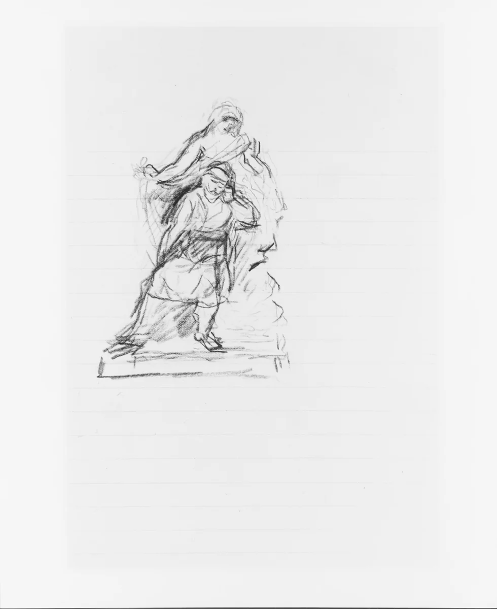 Study for a Memorial (from Sketchbook) by John Quincy Adams Ward, artwork, 1857-1860