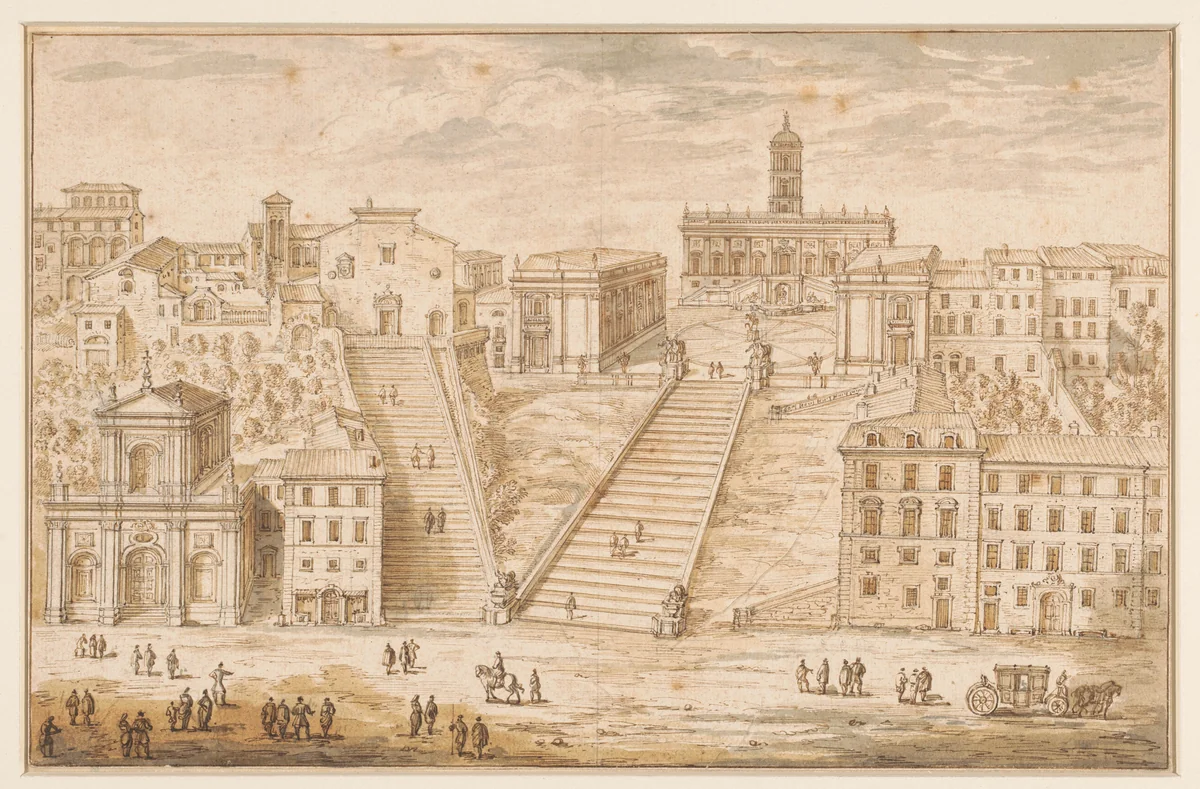 Het Kapitool te Rome by Israël Silvestre, drawing, 1631-1691