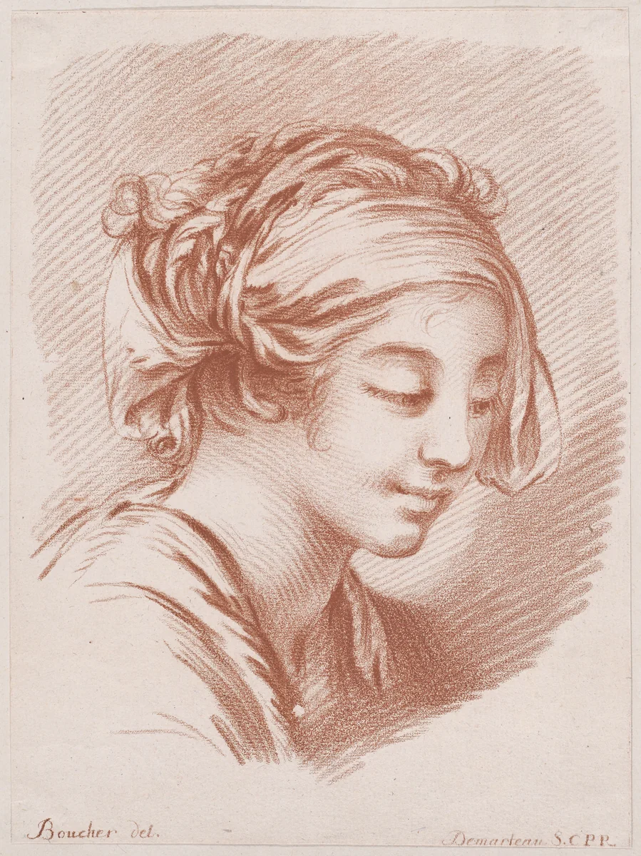 Tête de paysanne by Gilles Demarteau, print, 1737-1776